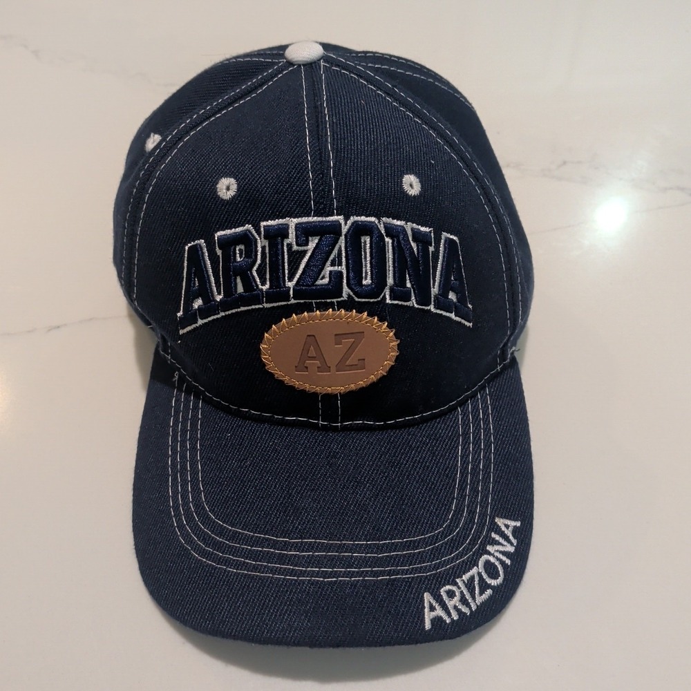 Embroidered Arizona State Logo AZ Leather Patch Adjustable Hat Baseball Cap
